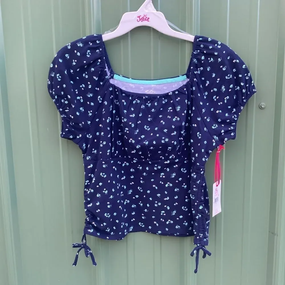 Justice Girls Puff Short Sleeve Cinched Top Shirt, Size XL (16/18)
